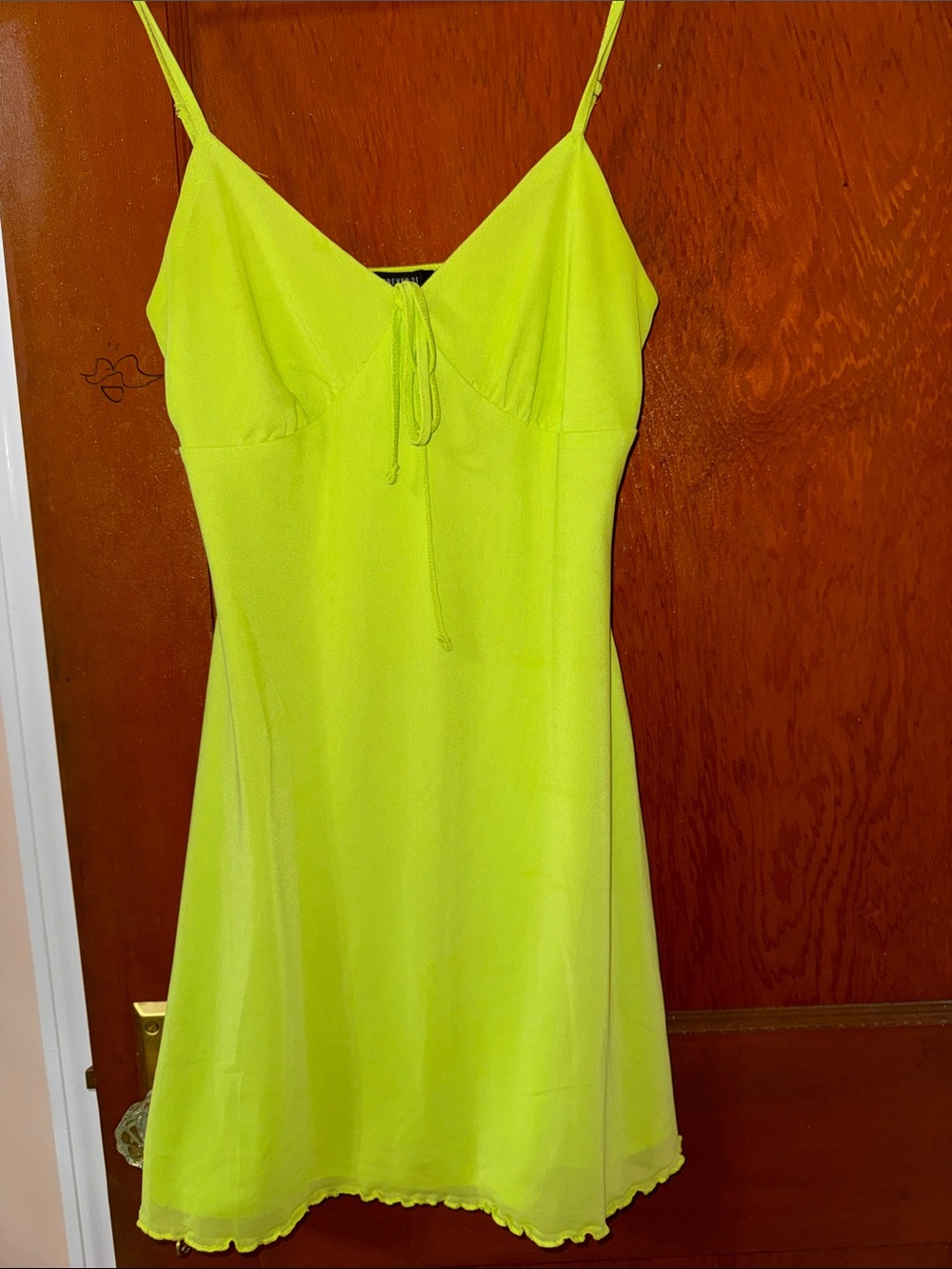 Neon Yellow Slip Dress with Spaghetti Straps